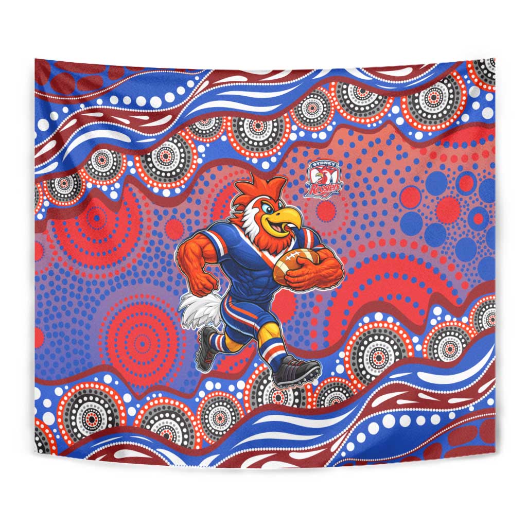 Sydney Roosters Tapestry Aboriginal Dot Pattern - Rugby Mascot Heritage Pride