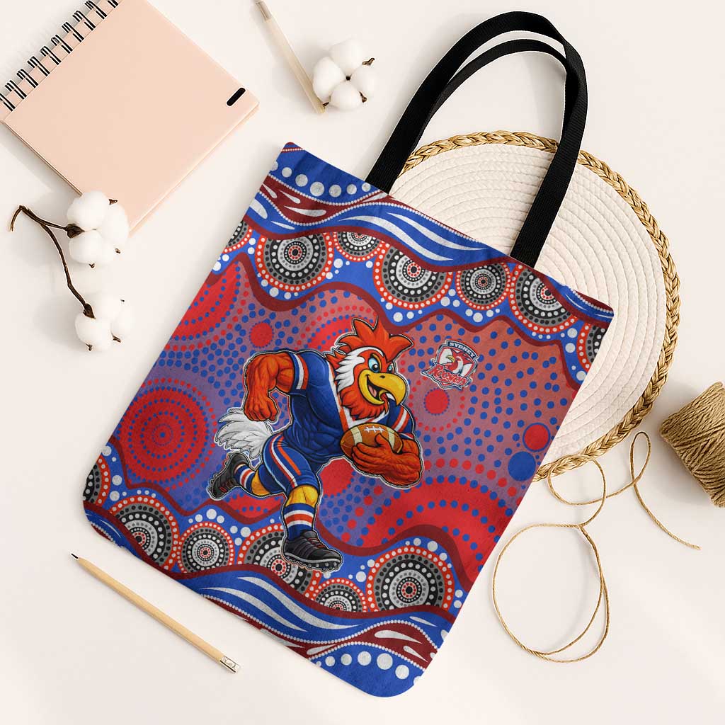 Sydney Roosters Tote Bag Aboriginal Dot Pattern - Rugby Mascot Heritage Pride