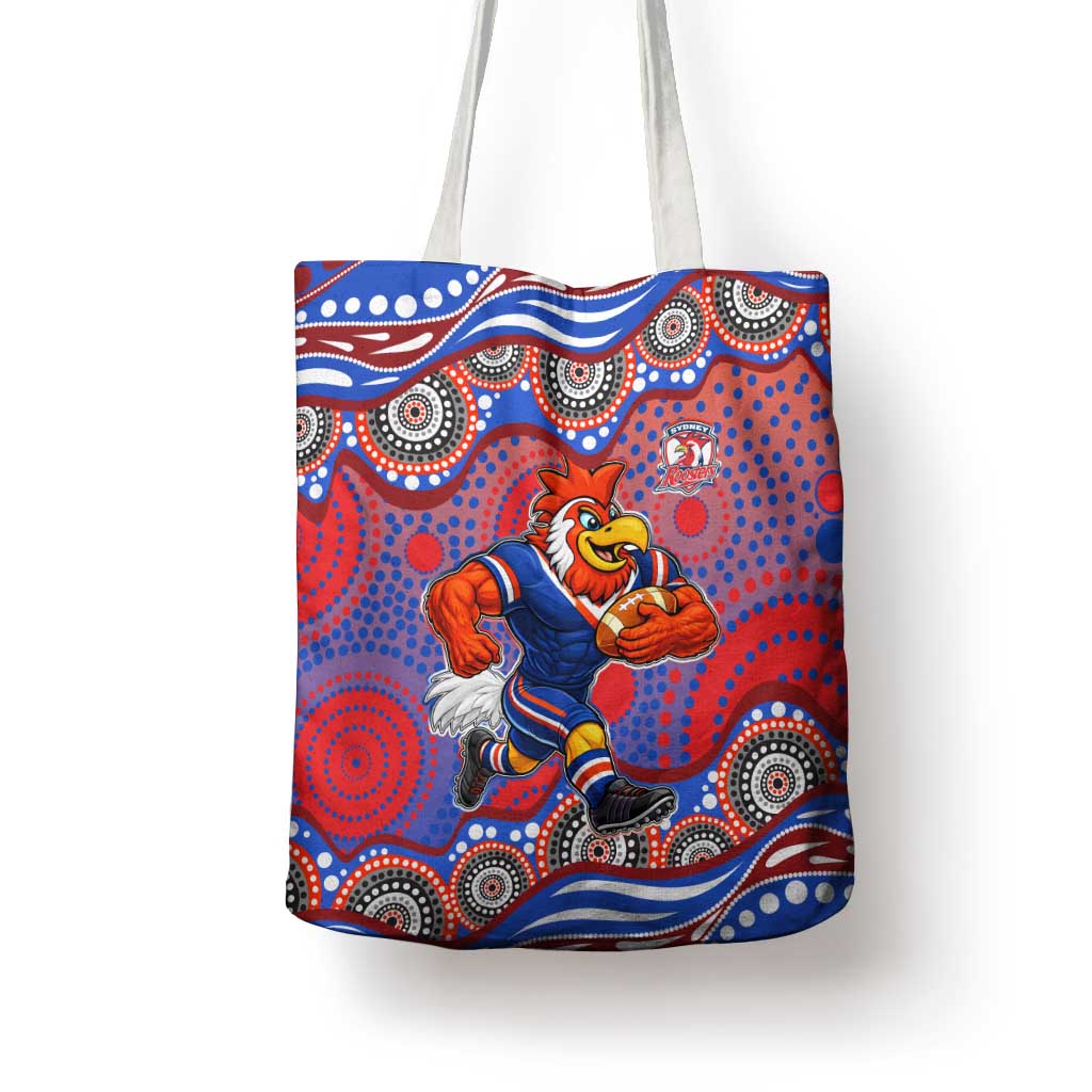 Sydney Roosters Tote Bag Aboriginal Dot Pattern - Rugby Mascot Heritage Pride