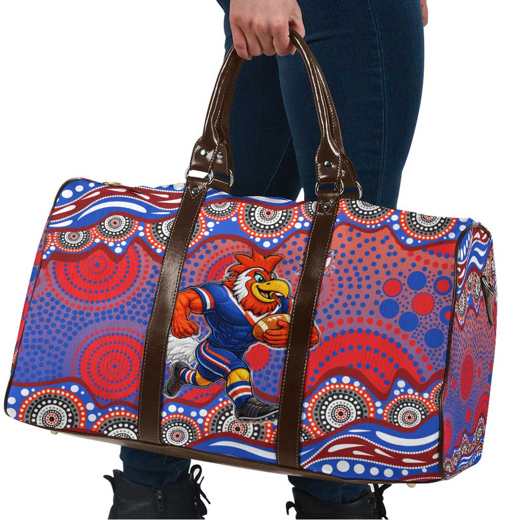Sydney Roosters Travel Bag Aboriginal Dot Pattern - Rugby Mascot Heritage Pride