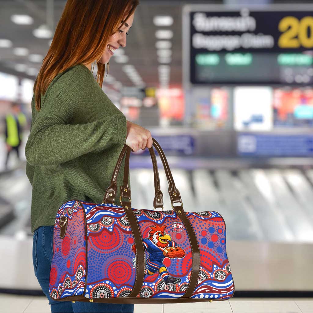 Sydney Roosters Travel Bag Aboriginal Dot Pattern - Rugby Mascot Heritage Pride