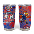 Sydney Roosters Tumbler Cup Aboriginal Dot Pattern - Rugby Mascot Heritage Pride