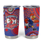 Sydney Roosters Tumbler Cup Aboriginal Dot Pattern - Rugby Mascot Heritage Pride