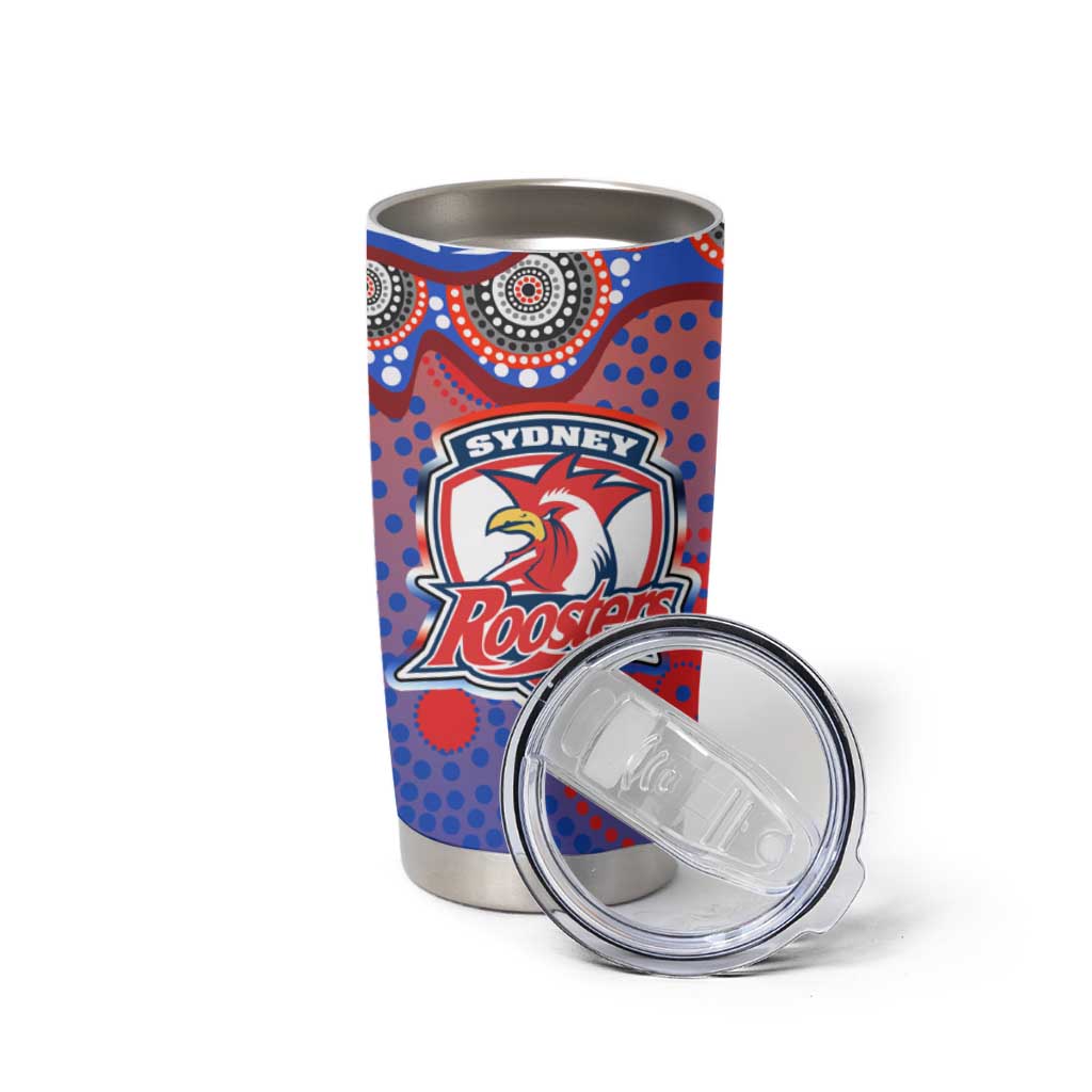 Sydney Roosters Tumbler Cup Aboriginal Dot Pattern - Rugby Mascot Heritage Pride