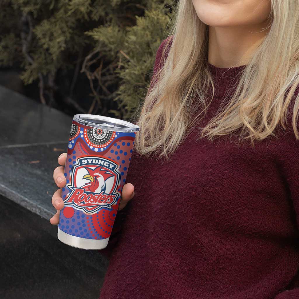 Sydney Roosters Tumbler Cup Aboriginal Dot Pattern - Rugby Mascot Heritage Pride