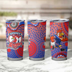 Sydney Roosters Tumbler Cup Aboriginal Dot Pattern - Rugby Mascot Heritage Pride