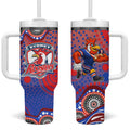 Sydney Roosters Tumbler With Handle Aboriginal Dot Pattern - Rugby Mascot Heritage Pride