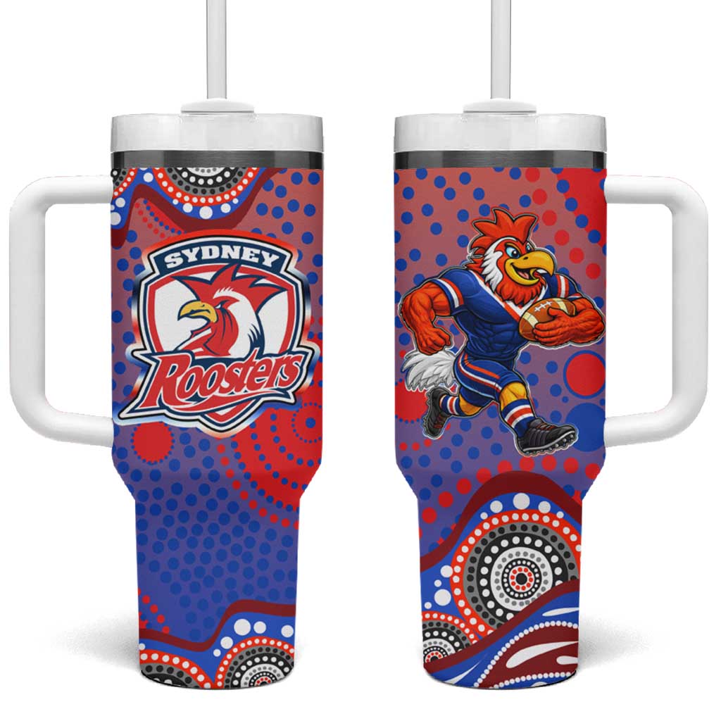 Sydney Roosters Tumbler With Handle Aboriginal Dot Pattern - Rugby Mascot Heritage Pride