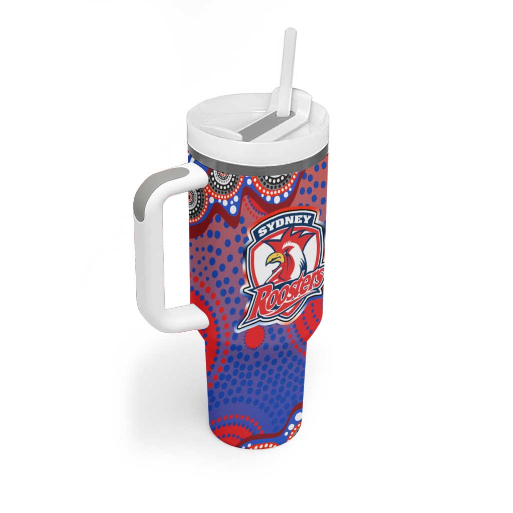 Sydney Roosters Tumbler With Handle Aboriginal Dot Pattern - Rugby Mascot Heritage Pride