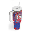 Sydney Roosters Tumbler With Handle Aboriginal Dot Pattern - Rugby Mascot Heritage Pride