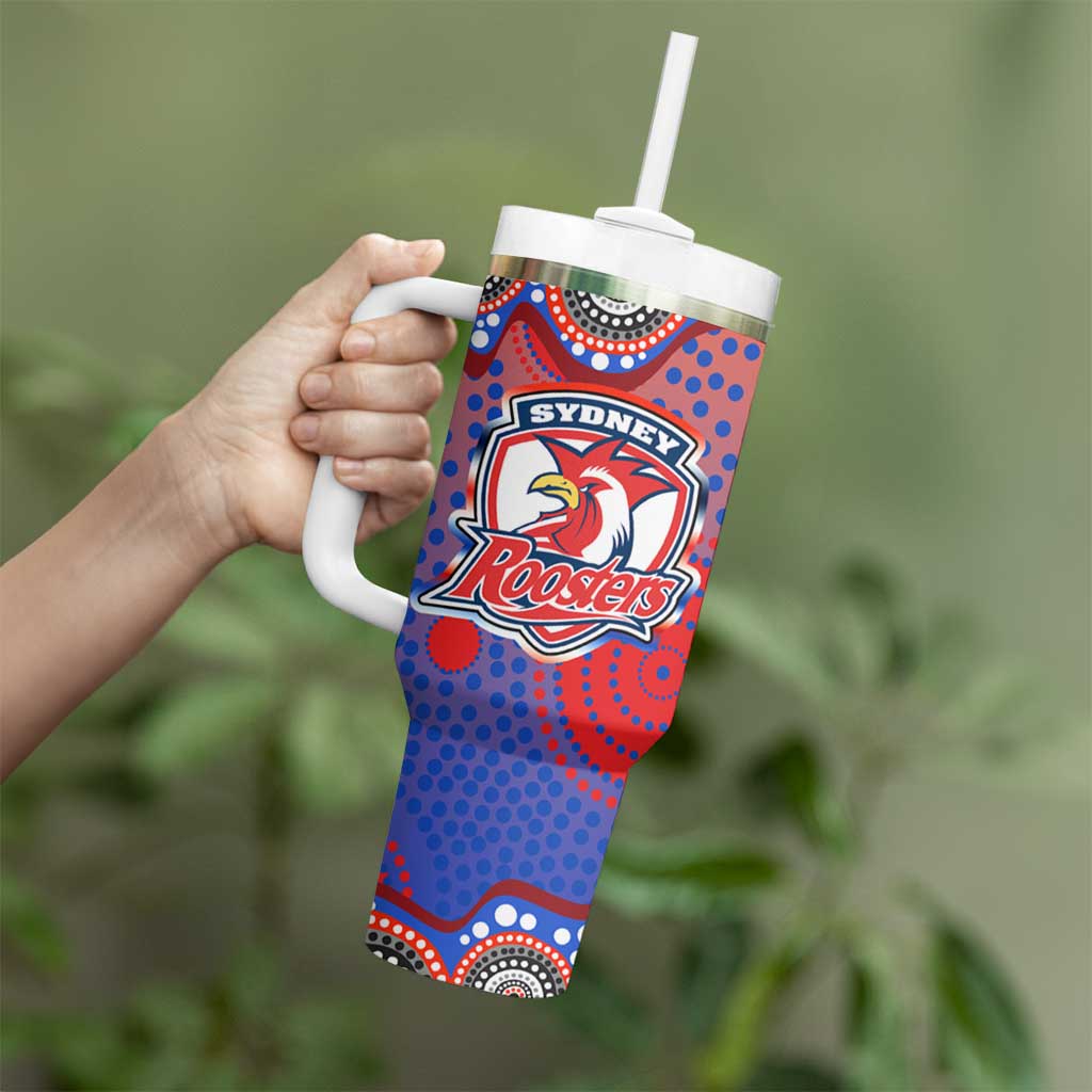 Sydney Roosters Tumbler With Handle Aboriginal Dot Pattern - Rugby Mascot Heritage Pride