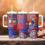 Sydney Roosters Tumbler With Handle Aboriginal Dot Pattern - Rugby Mascot Heritage Pride