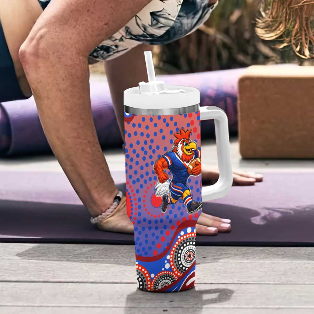 Sydney Roosters Tumbler With Handle Aboriginal Dot Pattern - Rugby Mascot Heritage Pride