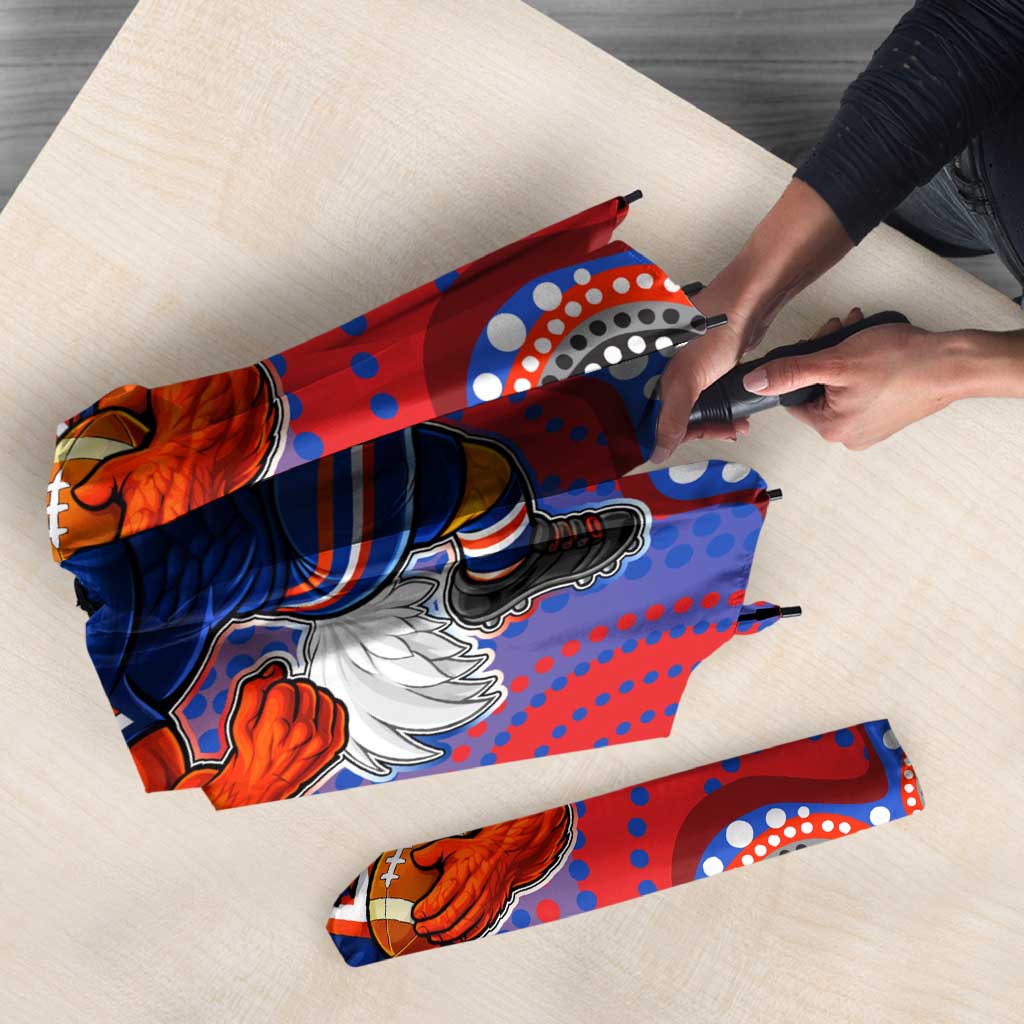 Sydney Roosters Umbrella Aboriginal Dot Pattern - Rugby Mascot Heritage Pride