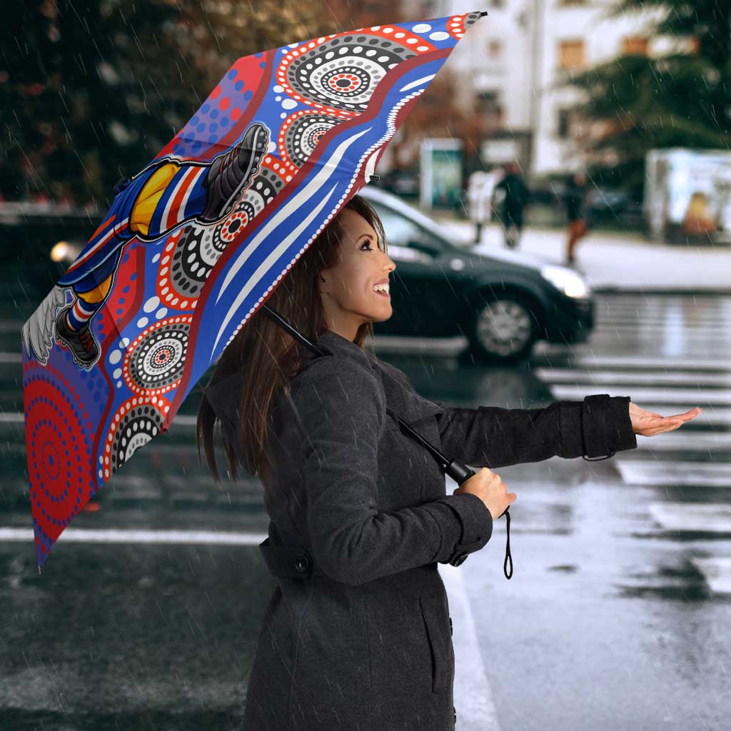 Sydney Roosters Umbrella Aboriginal Dot Pattern - Rugby Mascot Heritage Pride