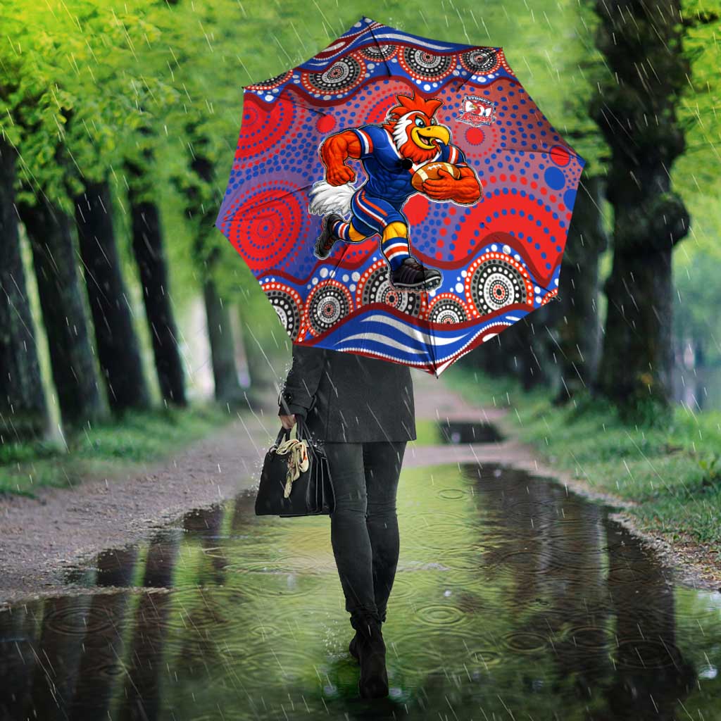 Sydney Roosters Umbrella Aboriginal Dot Pattern - Rugby Mascot Heritage Pride