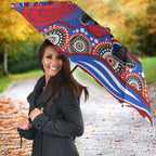 Sydney Roosters Umbrella Aboriginal Dot Pattern - Rugby Mascot Heritage Pride