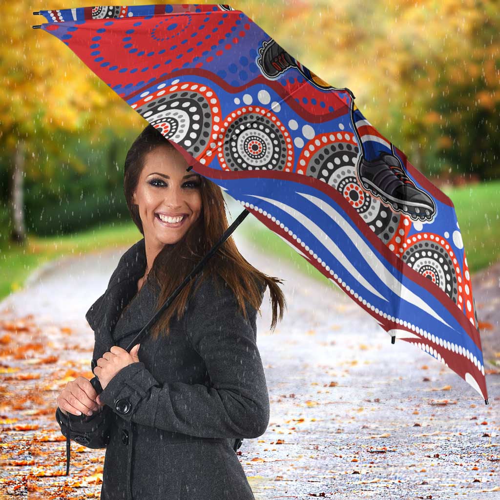 Sydney Roosters Umbrella Aboriginal Dot Pattern - Rugby Mascot Heritage Pride