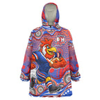 Sydney Roosters Wearable Blanket Hoodie Aboriginal Dot Pattern - Rugby Mascot Heritage Pride