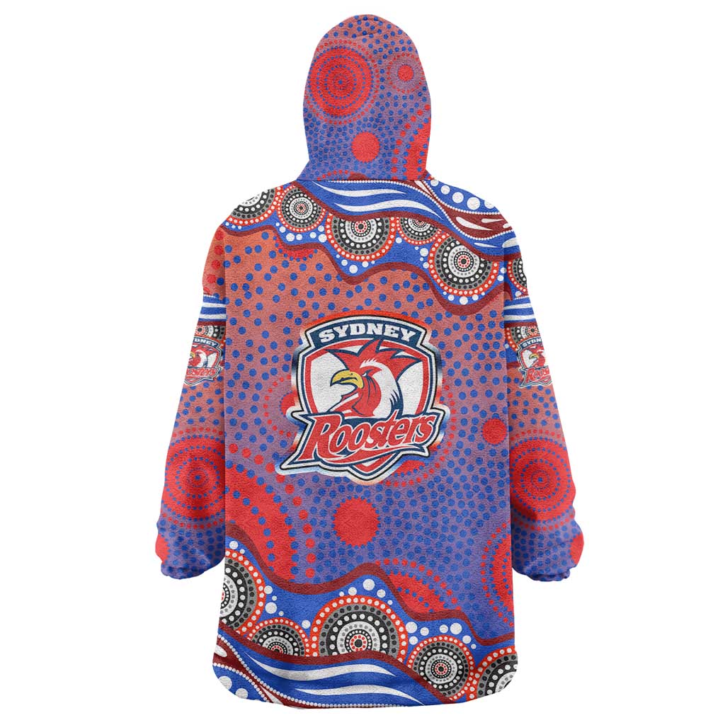 Sydney Roosters Wearable Blanket Hoodie Aboriginal Dot Pattern - Rugby Mascot Heritage Pride