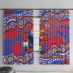 Sydney Roosters Window Curtain Aboriginal Dot Pattern - Rugby Mascot Heritage Pride