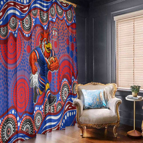 Sydney Roosters Window Curtain Aboriginal Dot Pattern - Rugby Mascot Heritage Pride