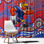 Sydney Roosters Window Curtain Aboriginal Dot Pattern - Rugby Mascot Heritage Pride