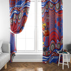 Sydney Roosters Window Curtain Aboriginal Dot Pattern - Rugby Mascot Heritage Pride