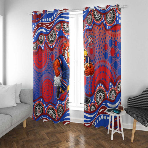 Sydney Roosters Window Curtain Aboriginal Dot Pattern - Rugby Mascot Heritage Pride