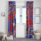 Sydney Roosters Window Curtain Aboriginal Dot Pattern - Rugby Mascot Heritage Pride