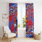 Sydney Roosters Window Curtain Aboriginal Dot Pattern - Rugby Mascot Heritage Pride