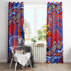 Sydney Roosters Window Curtain Aboriginal Dot Pattern - Rugby Mascot Heritage Pride