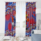 Sydney Roosters Window Curtain Aboriginal Dot Pattern - Rugby Mascot Heritage Pride