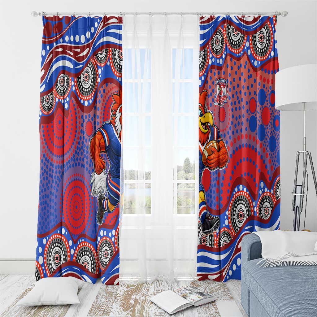 Sydney Roosters Window Curtain Aboriginal Dot Pattern - Rugby Mascot Heritage Pride