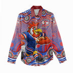 Sydney Roosters Women Casual Shirt Aboriginal Dot Pattern - Rugby Mascot Heritage Pride