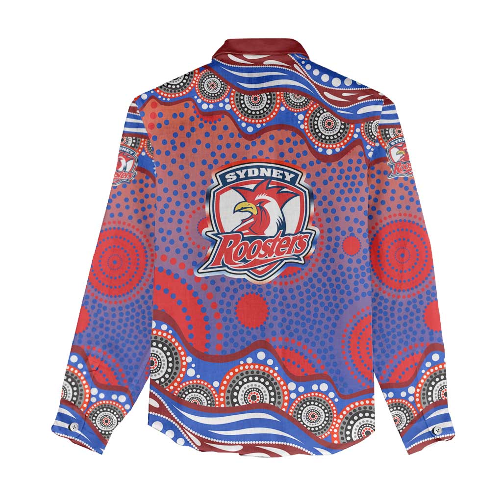 Sydney Roosters Women Casual Shirt Aboriginal Dot Pattern - Rugby Mascot Heritage Pride