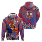 Sydney Roosters Zip Hoodie Aboriginal Dot Pattern - Rugby Mascot Heritage Pride
