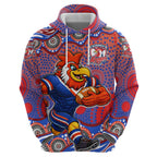 Sydney Roosters Zip Hoodie Aboriginal Dot Pattern - Rugby Mascot Heritage Pride
