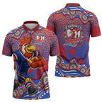 Sydney Roosters Zipper Polo Shirt Aboriginal Dot Pattern - Rugby Mascot Heritage Pride