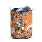 Wests Tigers Laundry Basket Aboriginal Dot Pattern - Rugby Mascot Heritage Pride