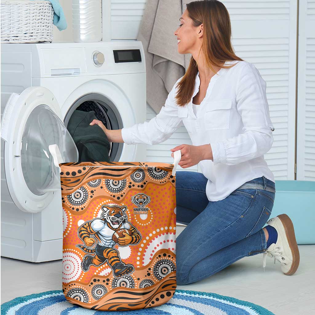 Wests Tigers Laundry Basket Aboriginal Dot Pattern - Rugby Mascot Heritage Pride