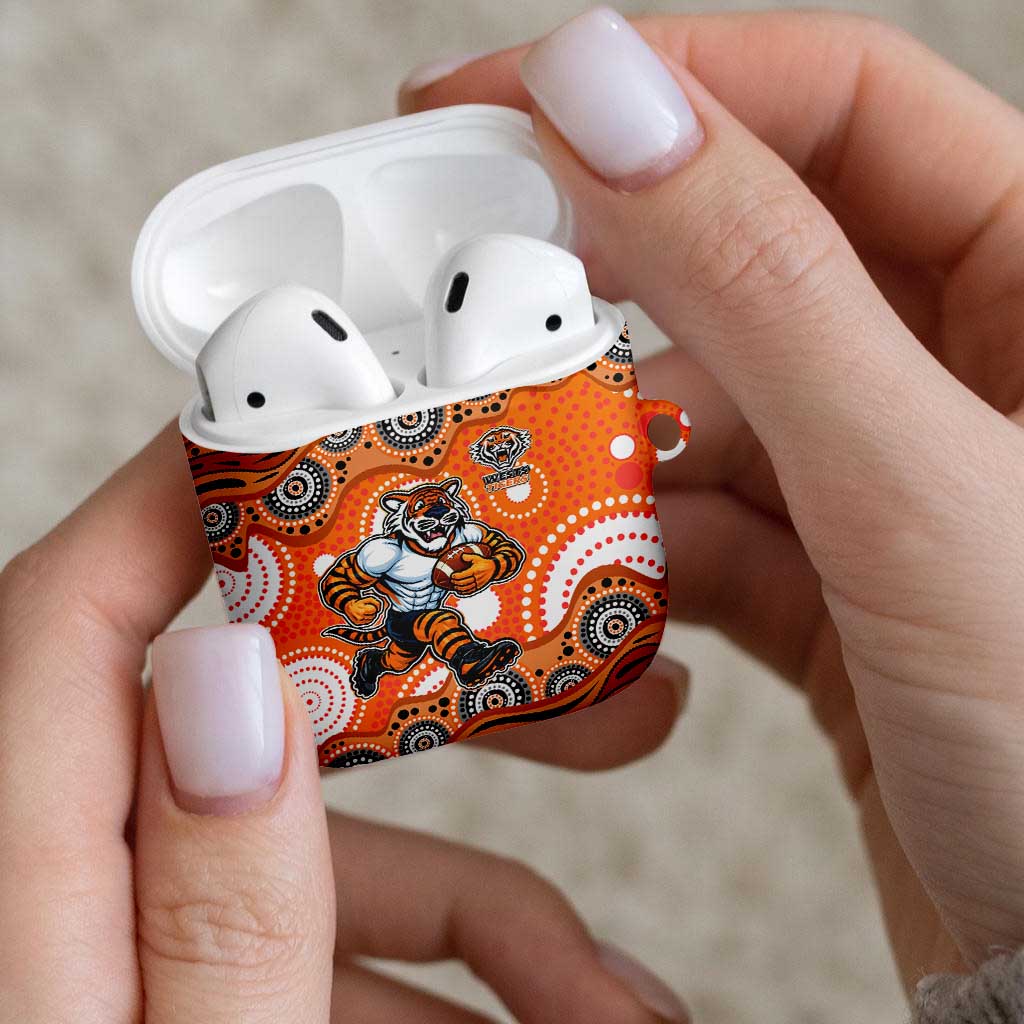 Wests Tigers AirPods Case Aboriginal Dot Pattern - Rugby Mascot Heritage Pride