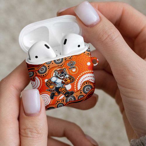 Wests Tigers AirPods Case Aboriginal Dot Pattern - Rugby Mascot Heritage Pride