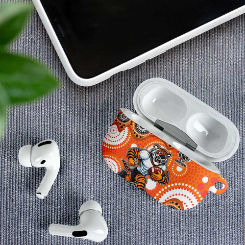 Wests Tigers AirPods Case Aboriginal Dot Pattern - Rugby Mascot Heritage Pride