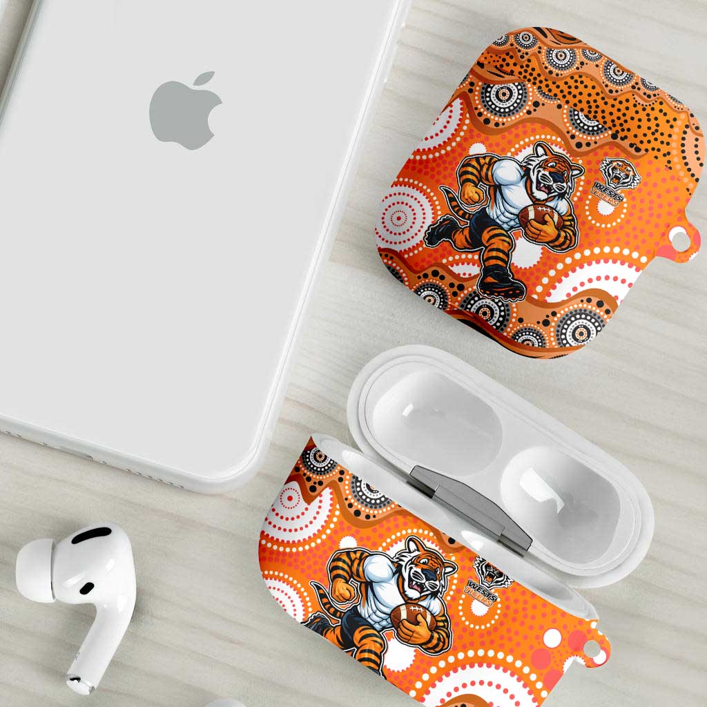 Wests Tigers AirPods Case Aboriginal Dot Pattern - Rugby Mascot Heritage Pride