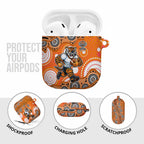 Wests Tigers AirPods Case Aboriginal Dot Pattern - Rugby Mascot Heritage Pride