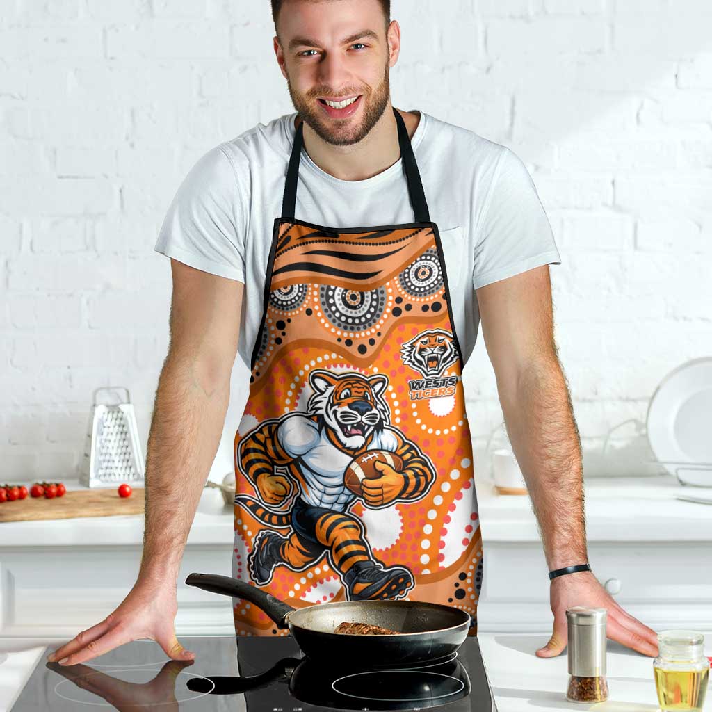 Wests Tigers Apron Aboriginal Dot Pattern - Rugby Mascot Heritage Pride