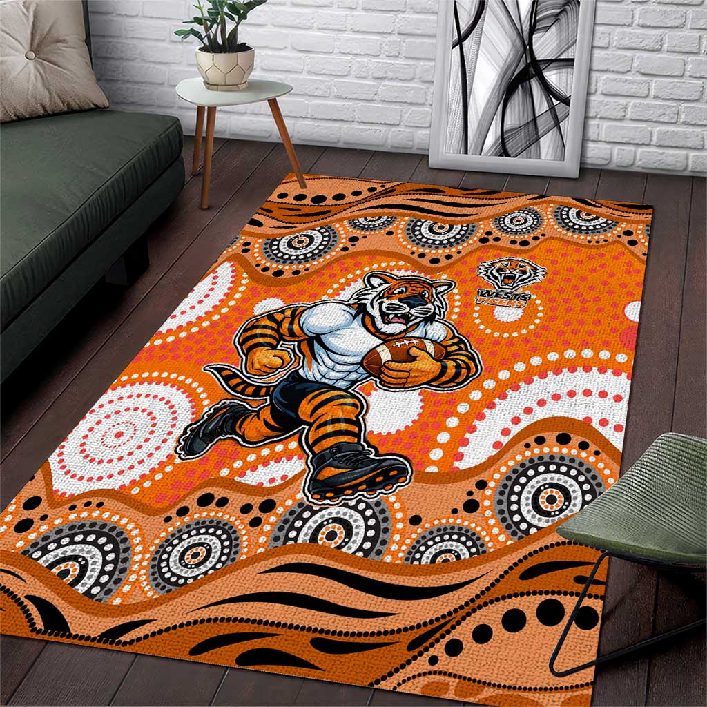 Wests Tigers Area Rug Aboriginal Dot Pattern - Rugby Mascot Heritage Pride