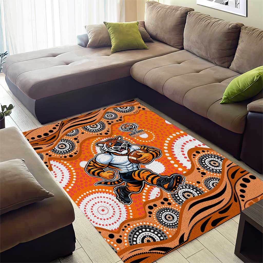 Wests Tigers Area Rug Aboriginal Dot Pattern - Rugby Mascot Heritage Pride