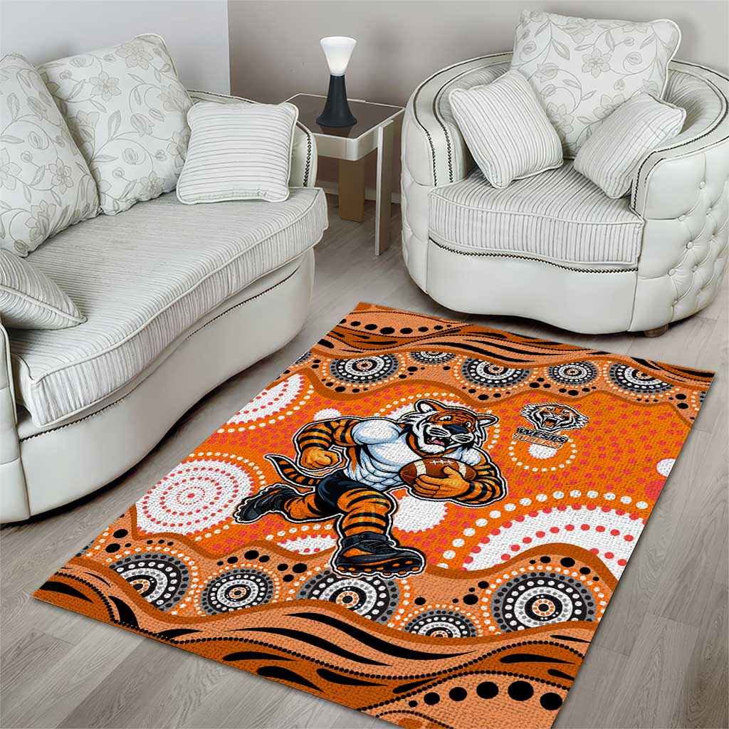 Wests Tigers Area Rug Aboriginal Dot Pattern - Rugby Mascot Heritage Pride